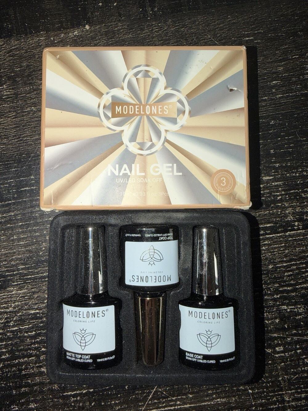 Box of 3 Modelones Gel Nail Polish Base, Top and Matte Top Coats